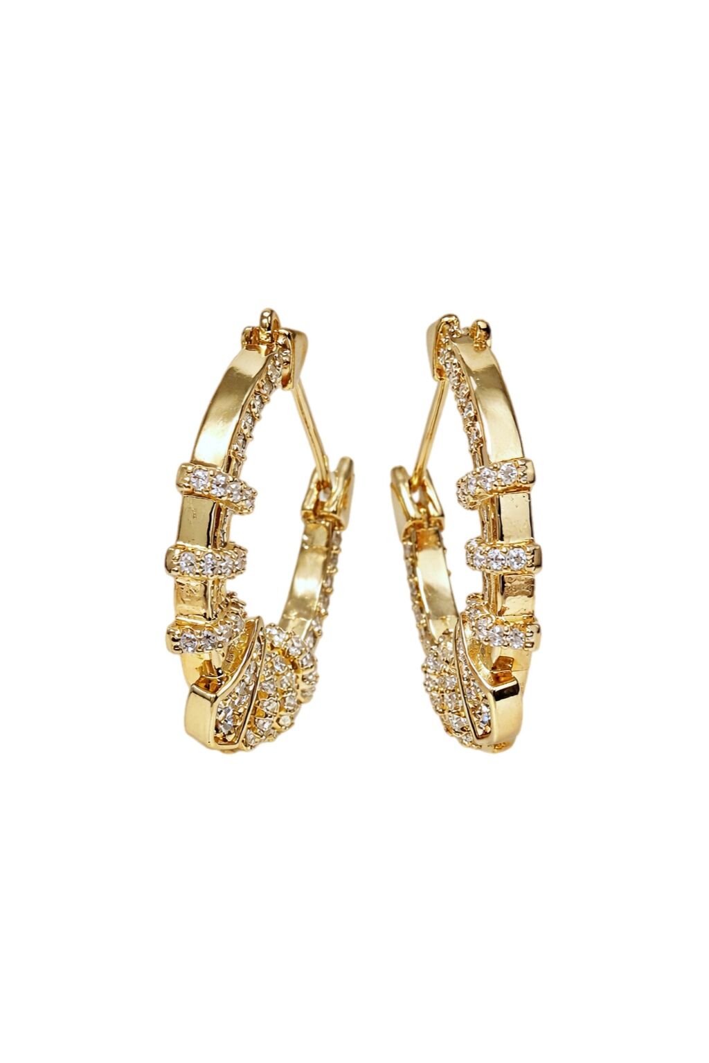 Vanthe Claw Hoop Gold Taşlı Halka Küpe