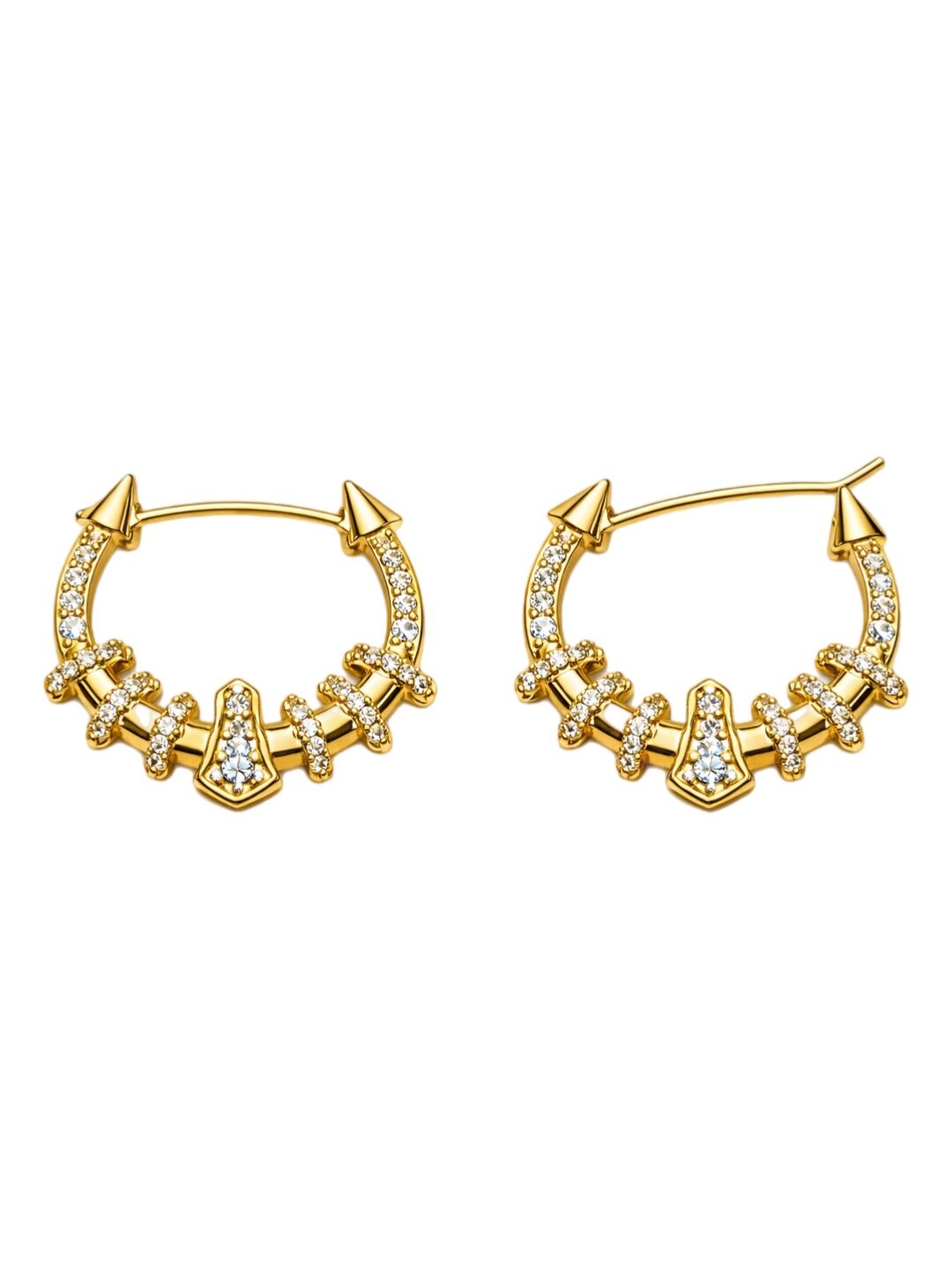 Vanthe Claw Hoop Gold Taşlı Halka Küpe Gold