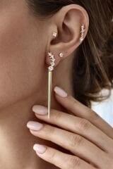 Seren Blade Gold Uzun Sallantılı Küpe