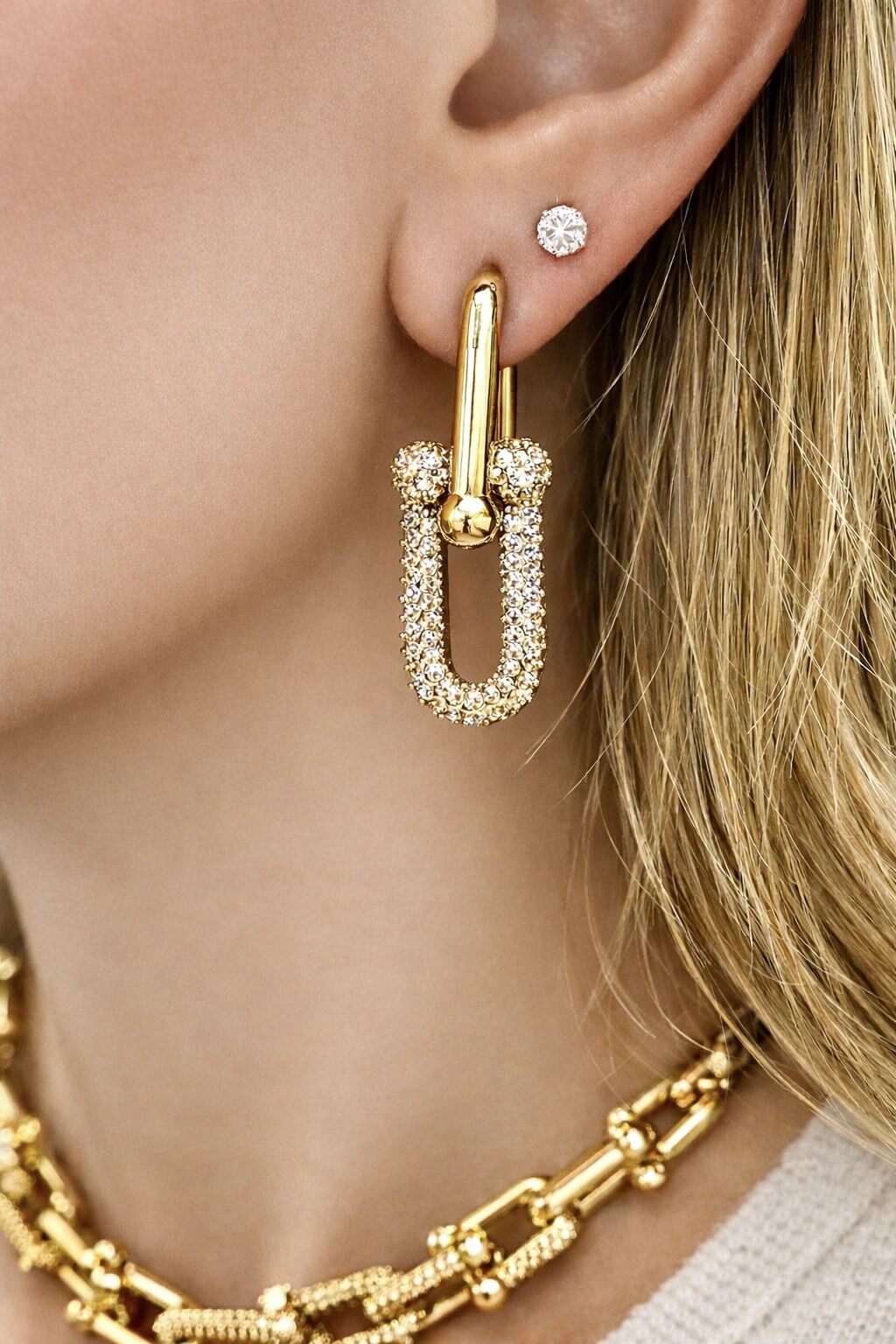 Tiff Serenay Büyük Boy Taşlı Küpe