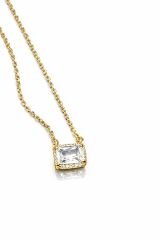 Noir Frame Square Gold Kare Taşlı Modern Kadın Kolye