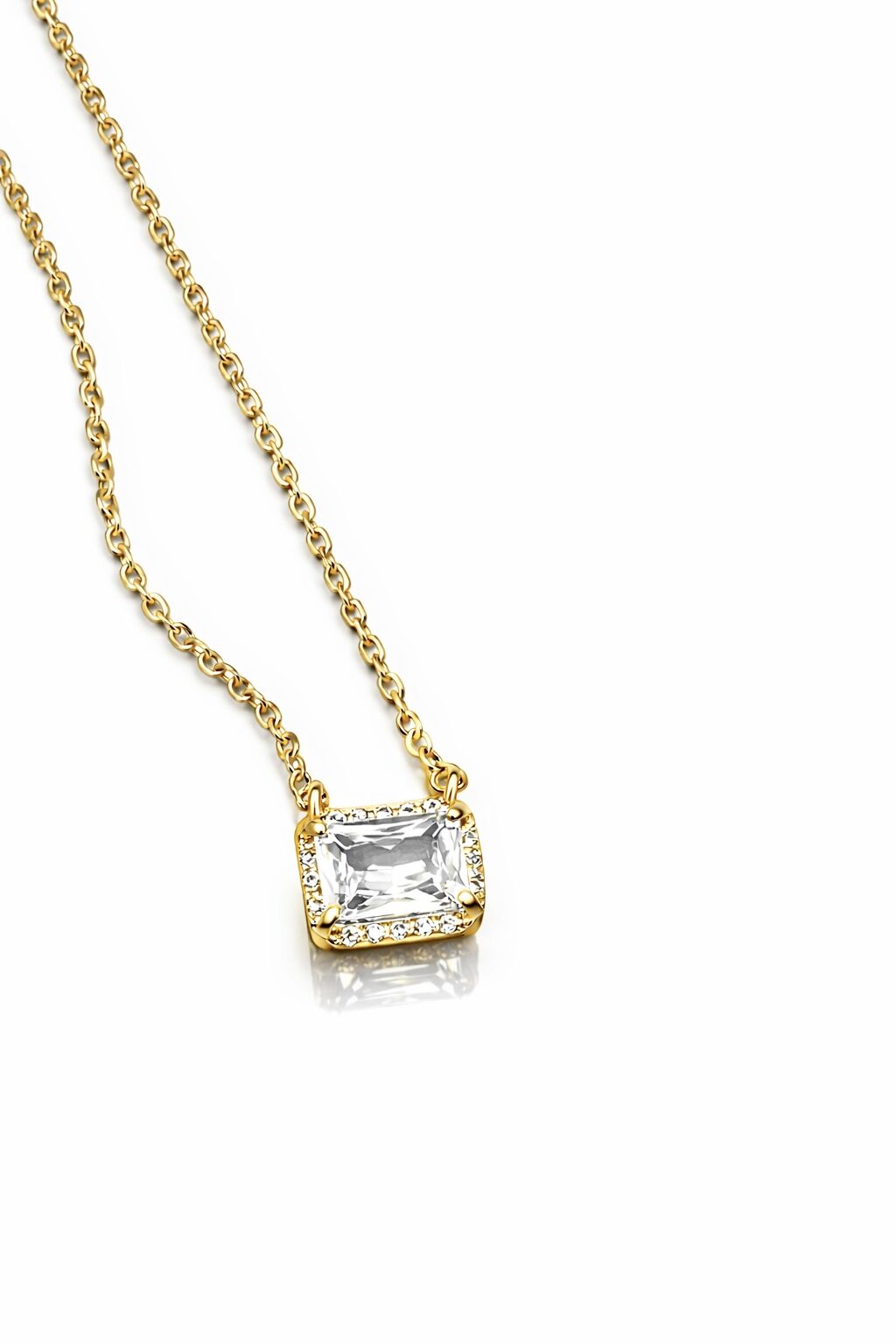 Noir Frame Square Gold Kare Taşlı Modern Kadın Kolye Gold