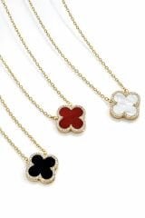 Nova Clover Halo Gold Taşlı Yonca Kadın Kolye