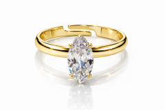 Aurel Marquise Open Ring Gold Taşlı Ayarlanabilir Kadın Yüzük