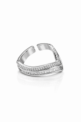 Rbow Silver Arc – Modern V Form Gümüş Renk Ayarlanabilir Yüzük