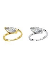 Aurel Marquise Line Ayarlanabilir Altın Kaplama Marquise Taşlı Yüzük