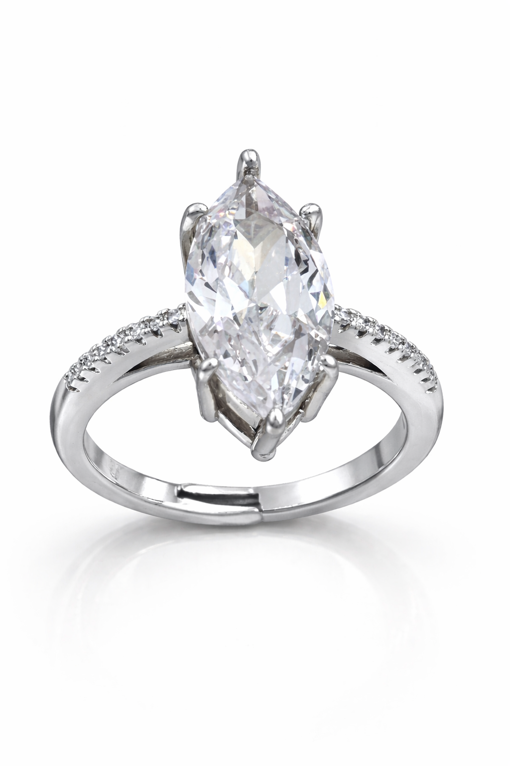 Aurel Marquise Crown Ayarlanabilir Taşlı Yüzük Gümüş