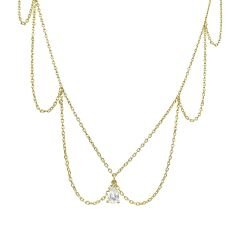 Nova Drape Gold Katmanlı Damla Taşlı Kolye Gold