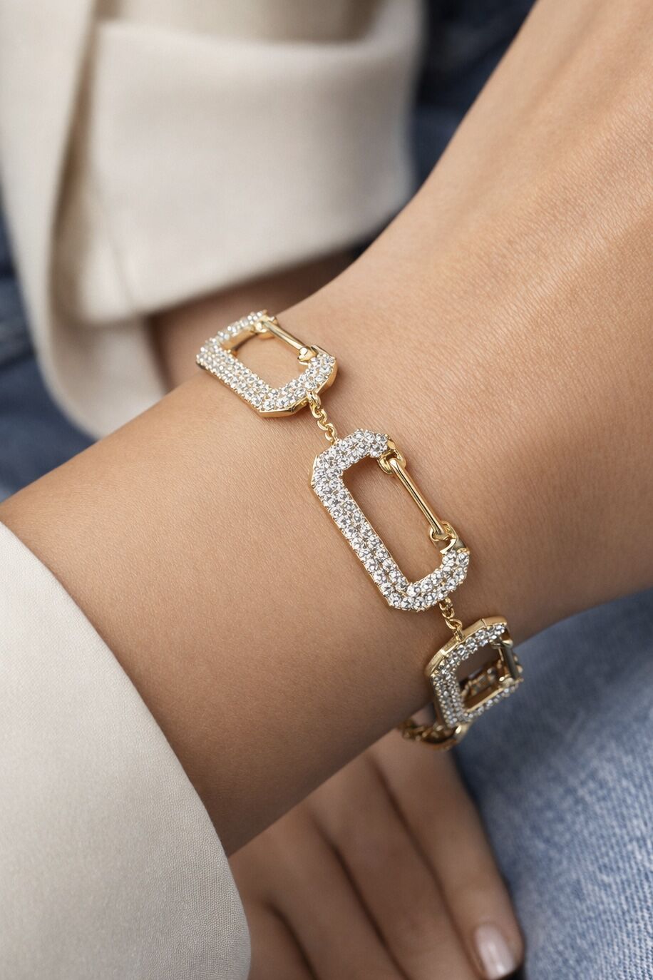 Lockette Glow Taşlı Geometrik Altın Kaplama Bileklik