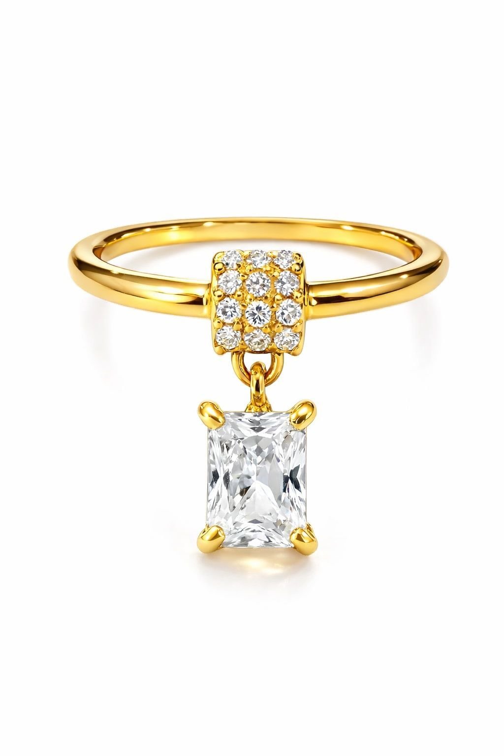 Velira Drop Taşlı Sallantılı Altın Kaplama Minimal Yüzük