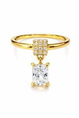 Velira Drop Taşlı Sallantılı Altın Kaplama Minimal Yüzük