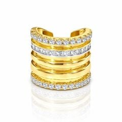 Rbow Line Glow Taşlı İnce Katmanlı Altın Kaplama Ear Cuff Küpe