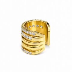 Rbow Line Glow Taşlı İnce Katmanlı Altın Kaplama Ear Cuff Küpe