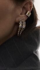 Rbow Line Glow Taşlı İnce Katmanlı Altın Kaplama Ear Cuff Küpe