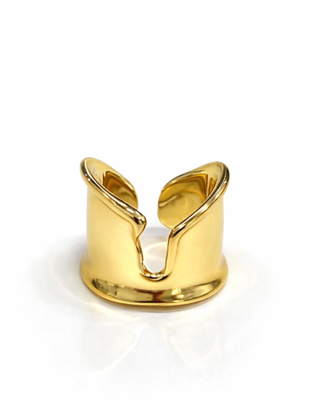 Pure Cuff Modern Düz Form Altın Kaplama Yüzük Gold