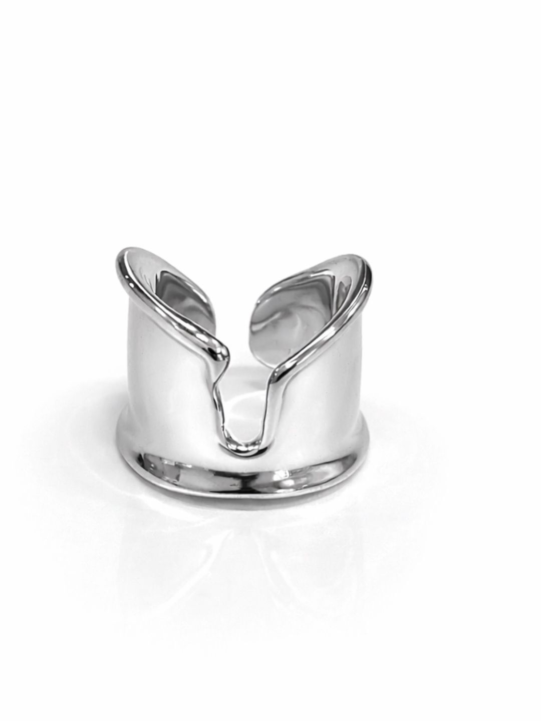 Pure Cuff Modern Düz Form Altın Kaplama Yüzük Gümüş