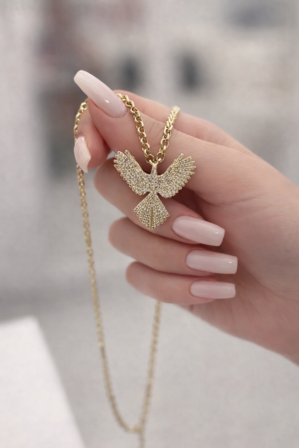 Phoenix Glow Anka Kuşu Taşlı Altın Kaplama Kolye