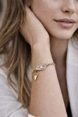 Mrs Eye Charm Taşlı Nazar Altın Kaplama Bileklik