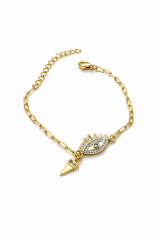 Mrs Eye Charm Taşlı Nazar Altın Kaplama Bileklik
