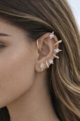 Rbow Flow Ear Cuff Taşlı Altın Kaplama Küpe