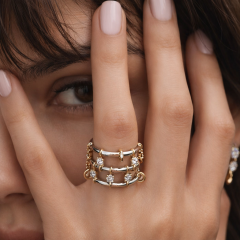 Rbow Grid Taşlı Çok Katmanlı Yüzük