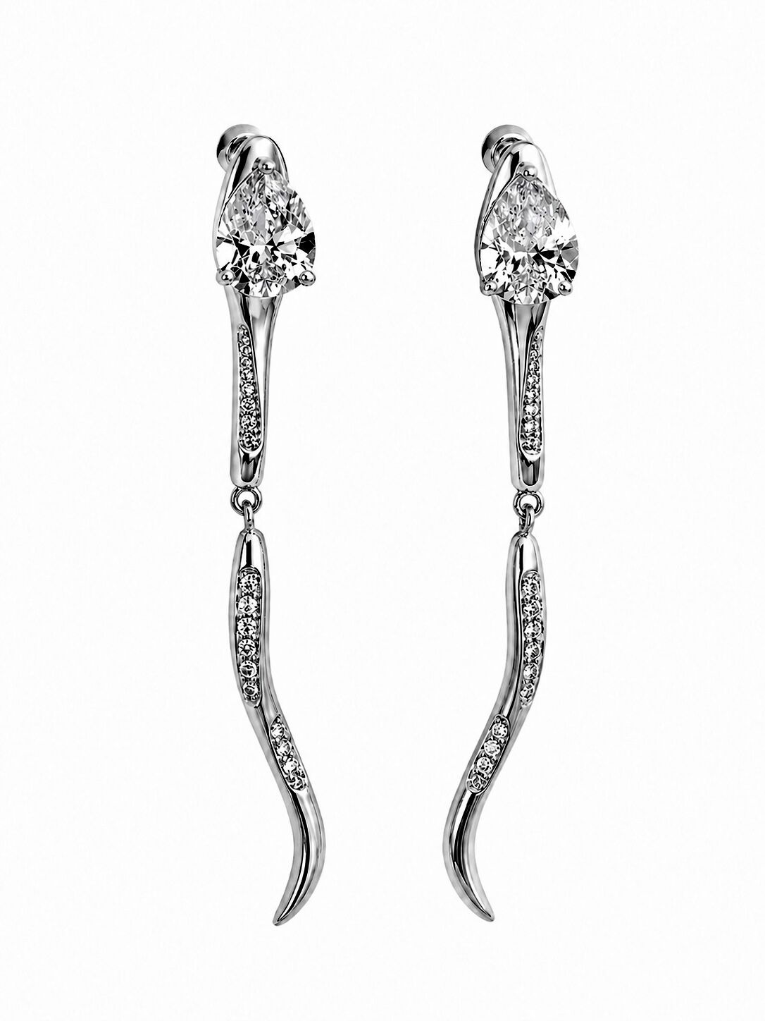 Vanthe Drop Taşlı Sallantılı Küpe Altın Kaplama Damla Taşlı Küpe Gümüş