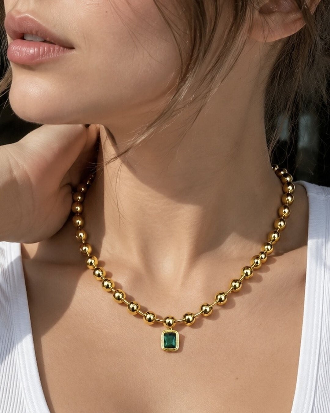 Emeraldis Yeşil Taşlı Kolye