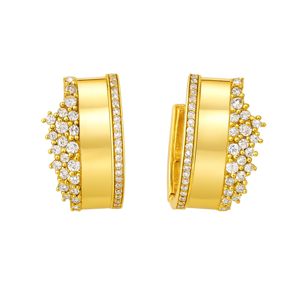 Royalty Taşlı Halka Küpe Gold