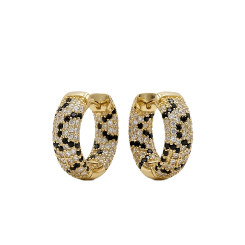 Raven Mini Bold Leopar Taşlı Halka Küpe