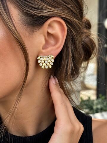 Bloom Gold Taşlı Küpe Küçük Boy