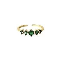 Taşlı Taç Eklem Yüzük Yeşil