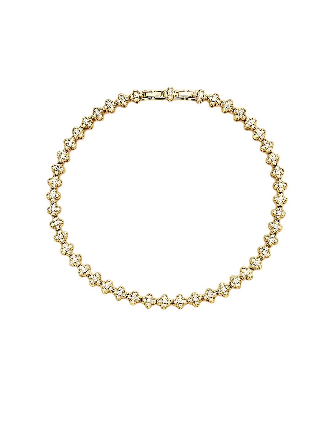 Taşlı Yonca Kolye Gold